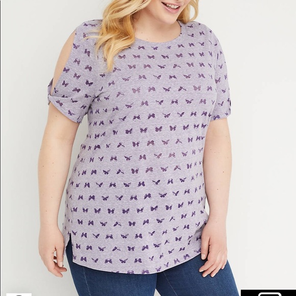 Lane Bryant Tops - Lane Bryant Twisted-Sleeve Burnout Tee